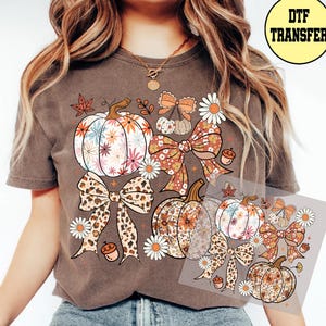 Floral Pumpkin DTF Transfer, Retro Fall Season, Ready To Press