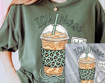 Transferencia DTF para enfermeras, transferencias DTF listas para imprimir para enfermeras de UCI, impresión digital de café