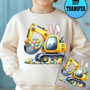 Easter Dtf Transfer, Easter Eggs Cavator Kid Ready to Press Dtf Transfers