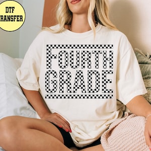 Checked Back to School Ready to Press Dtf Transfer, Grade Level Dtf Transfer, First Grade, Second Grade, Kindergarten, Pre K Dtf Transfer
