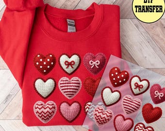 Faux Yarn Valentine Hearth Design Ready to Press Dtf Transfer, 1 to 15 inches