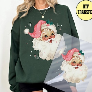 Pink Santa Hat Dtf Transfer: Retro Holiday Ready to Press dtf