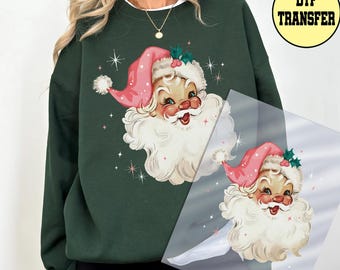 Pink Santa Hat Dtf Transfer: Retro Holiday Ready to Press dtf
