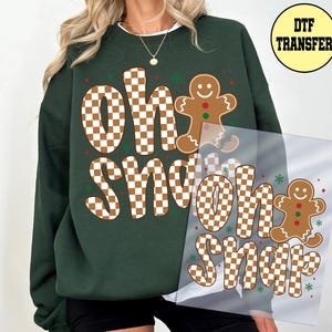 Christmas Dtf Transfer, Oh Snap Gingerbread Ready To Press Dtf Transfer, Christmas Checkered Girnderbread Gift Tshirt Dtf Print