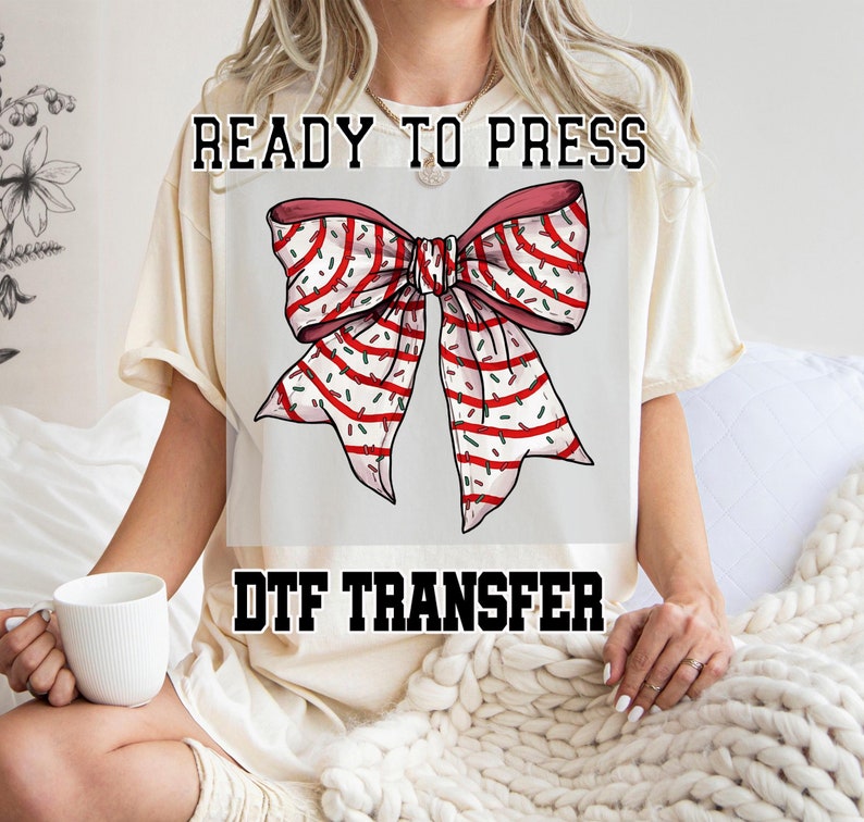 Bow Coquette Cake Ready to press dtf transfer, Christmas Bow Cake Dtf