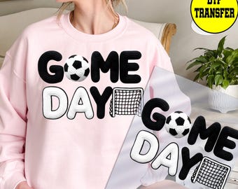 Soccer Faux Yarn Design Dtf Transfers, Soccer Game Day Iron On