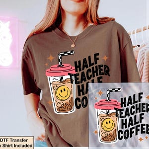 Teacher Dtf Transfers, Back to School Dtf Transfer, Coffee Teachers Iron on Transfer BLACK