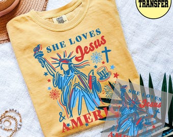 4th of July Ready to Press Dtf Transfer, She Loves Jesus America Too Dtf Transfer,4th of July Dtf Transfer, Girly 4th of July DTF transfer