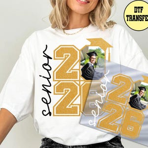 Custom Senior 2026 Photo DTF Transfer, Graduation Tees Print
