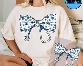 Nurse Chinoiserie Coquette Bow Dtf Transfer, Nurse Bow Dtf, Nurse Coquette Dtf TRansfer, Nurse Dtf Gift, Cute Nurse, New Nurse Dtf
