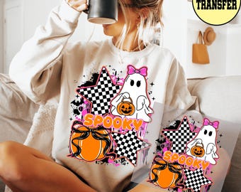 Spooky Ghost Halloween Dtf, Girly Spooky Pumpkin Ghost Ready to Press Dtf Transfer, Halloween Spooky Dtf Transfer
