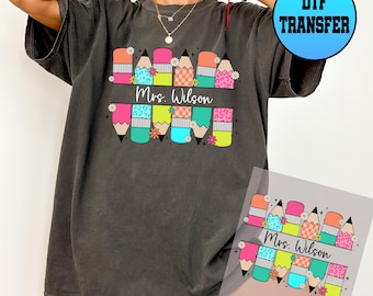 Customized Teacher Dtf, Personalization Name or School Name Back to School Ready to Press Dtf Transfer, Teacher Custom Dtf Transfer