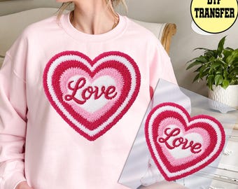 Love Faux Yarn Heart Valentine DTF Transfer – Ready to Press (1–15 Inch)