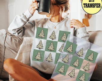 Camo Checkered Christmas Tree Dtf Transfer, Camo Retro Christmas Tree Ready to Press Dtf Transfer, Camo Christmas Checkered Dtf Print