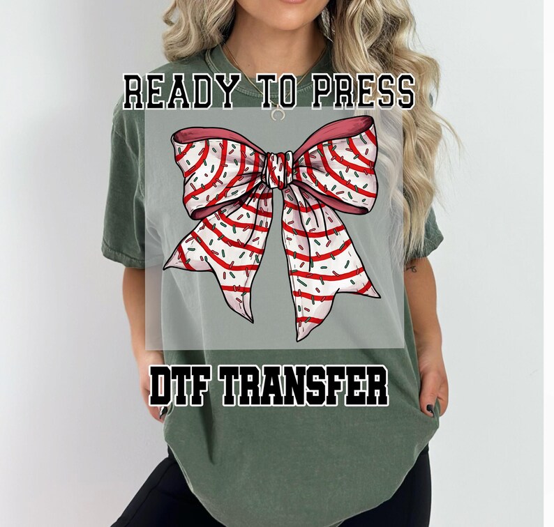 Christmas Cake Bow Dtf Transfer, Christmas Bow Coquette Cake Ready to Press Dtf Transfer, Christmas Cake Dtf Transfer image 4