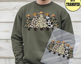 Camo Christmas Tree Dtf Transfer, Christmas Tree with Cowboy Hat Ready to Press Dtf Transfer, Camo Christmas Tree Dtf Transfer