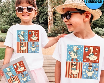 4th Of July Dtf, Goose Usa DTf Transfer, Kids Duck Fourth of July Ready to Press  Dtf Transfer, Kids Duck Dtf Print