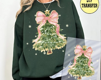 Christmas Tree Dtf Transfer, Christmas Tree Bow Coquette Ready to Press Dtf Transfer, Christmas Tree Coquette Dtf Transfer