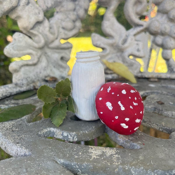 Mini Whimsical Amanita Muscaria Fairy Mushroom Stash Jar