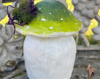 Whimsical Green Witch Fairy Mushroom Stash Jar