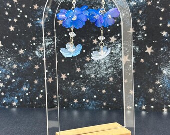 Blue Sakura Blossom Dangle Earrings