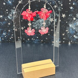 Pink Sakura Blossom Dangle Earrings