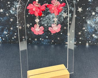Pink Sakura Blossom Dangle Earrings