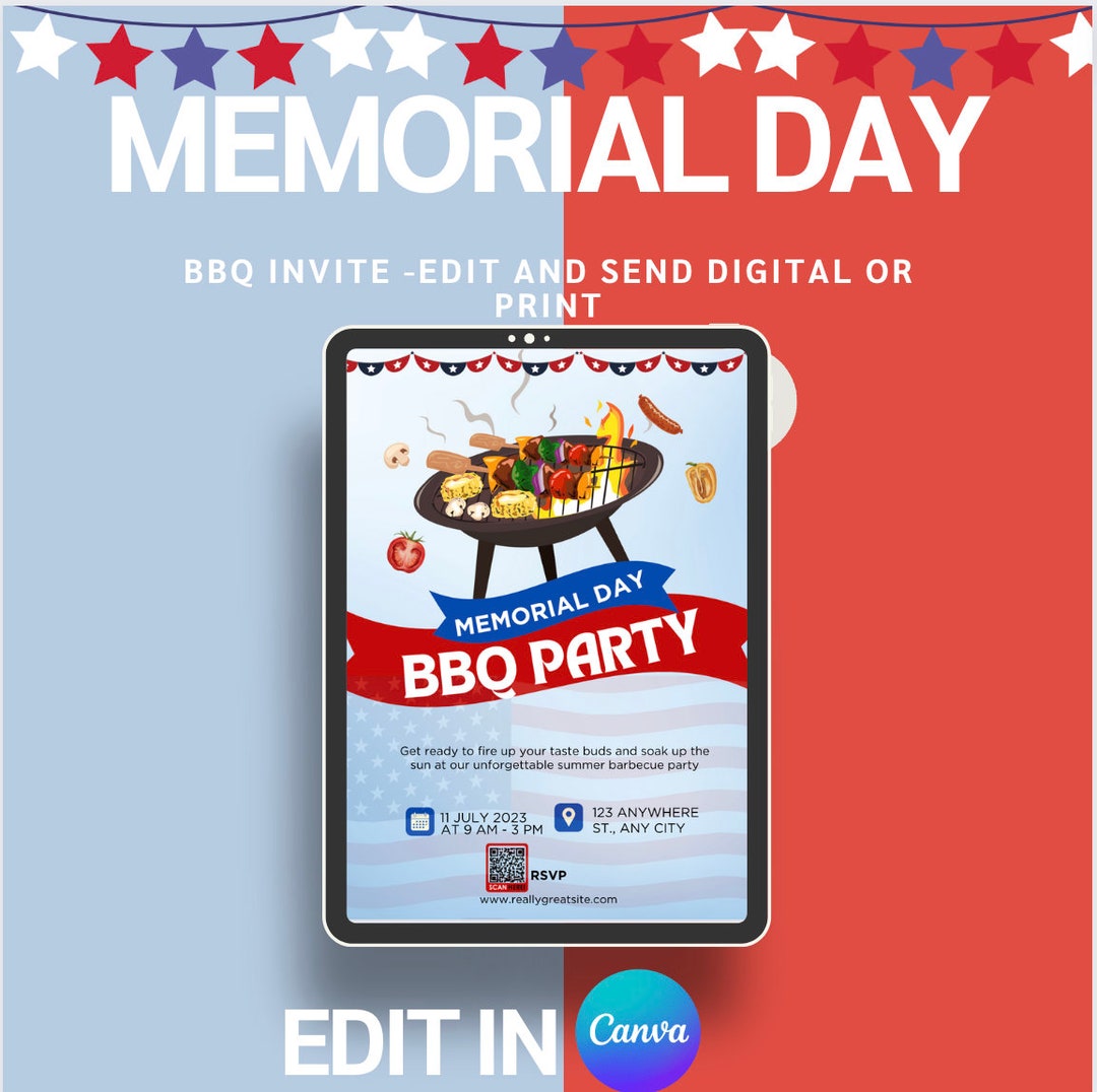 Memorial Day BBQ Invite - Etsy