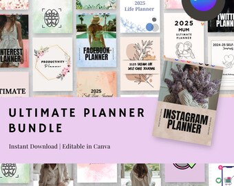 50+ PLR Planer Bundle: Bearbeitbare Canva Vorlagen mit Wiederverkaufsrechten