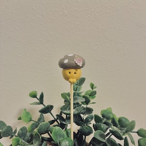 Plant buddy- Clay Mushroom Plant Stakes – Fun Plant Accessories & Gifts for Plant Parents **each one will vary