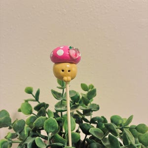 Plant buddy- Clay Mushroom Plant Stakes – Fun Plant Accessories & Gifts for Plant Parents **each one will vary