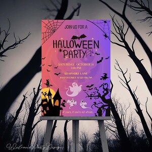 Bearbeitbare Halloween-Party-Einladung, gruseliges Design (digitale Einladung)