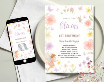 Fairy Floral Birthday Invitation: Spring Garden Party (Canva Template)