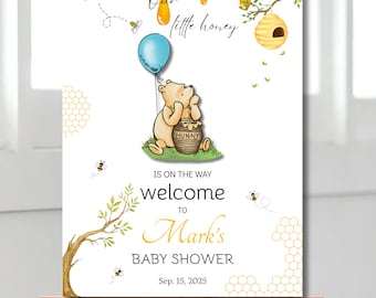 Winnie the Pooh Baby Shower Welcome Sign: Little Honey Theme (Digital Download)