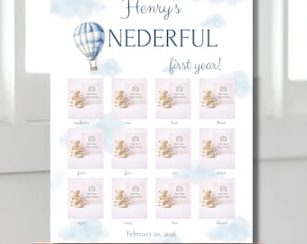 Baby First Year Photo Board Template, Monthly Milestones Poster (Digital Download)