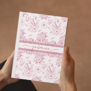 Custom Toile Journal Personalized Writing Notebook Customized Coquette Notebook for Women Romantic Gift for Writers Elegant Journal Birthday