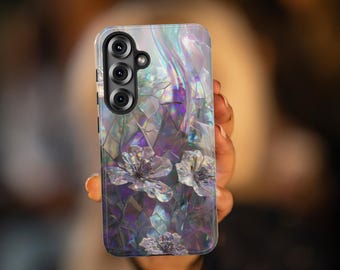 Wildflower Stained Glass Samsung Case: 3D Mosaic Pearl Effect for Samsung
