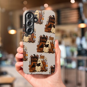 Samsung Book Lover Ghostly Phone Case for Spooky Spirits, Cute Ghost Halloween Gift for Librarian, Trendy Boo-tiful Accessories Mother Gift