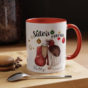 Custom Sisters Forever Christmas Mug: Personalized Vintage Coffee Mug