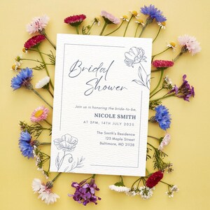 Bridal Shower Invitation Elegant Floral Bridal Shower Invite Printable Editable Modern Minimalist Invite for Bride