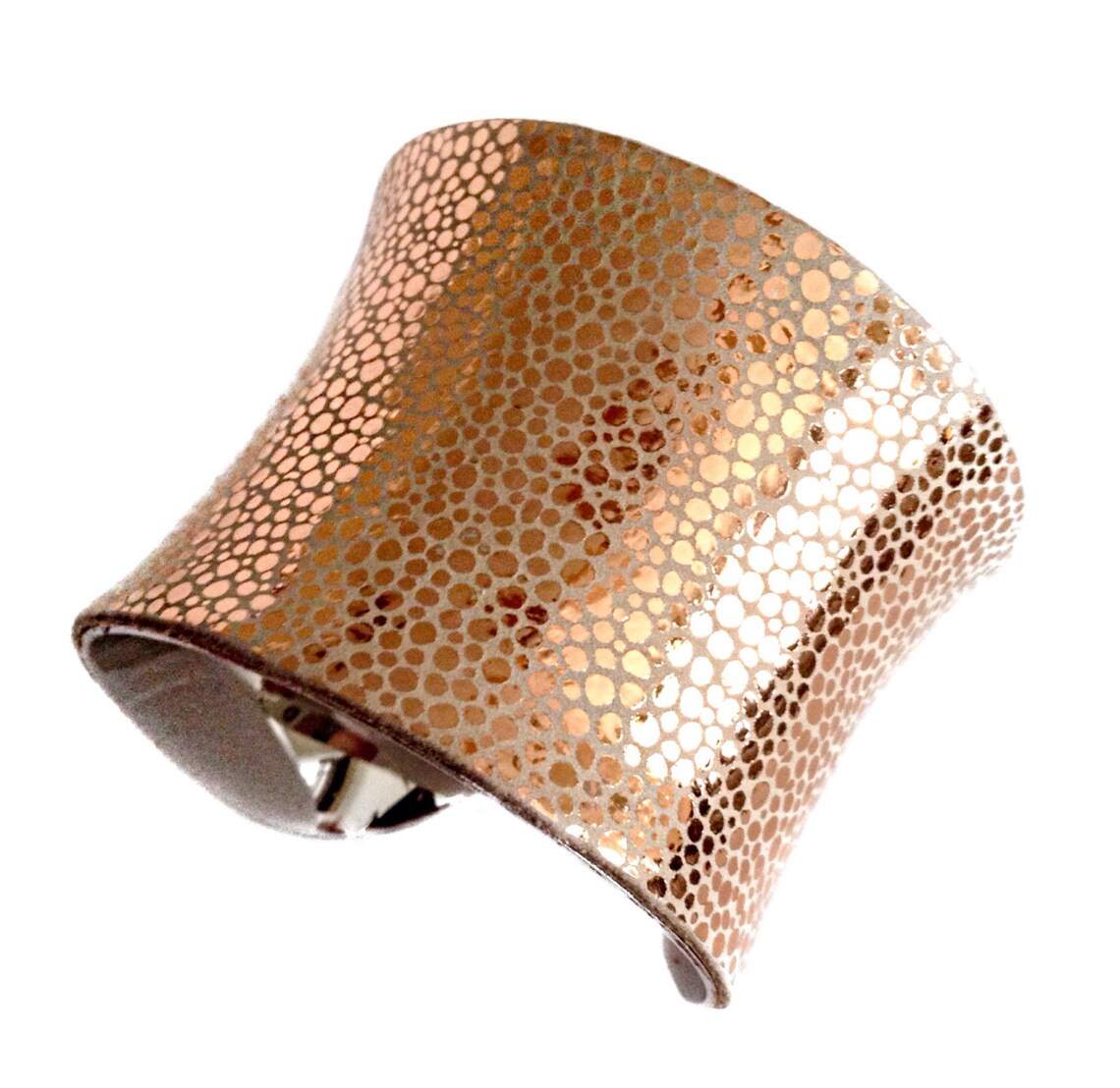 Rose Gold Metallic Leather Cuff Bracelet by UNEARTHED Etsy