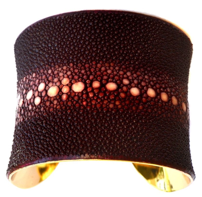 Stingray Gold Lined Cuff Bracelet in Burgundy Multiple Spine by UNEARTHED image 1