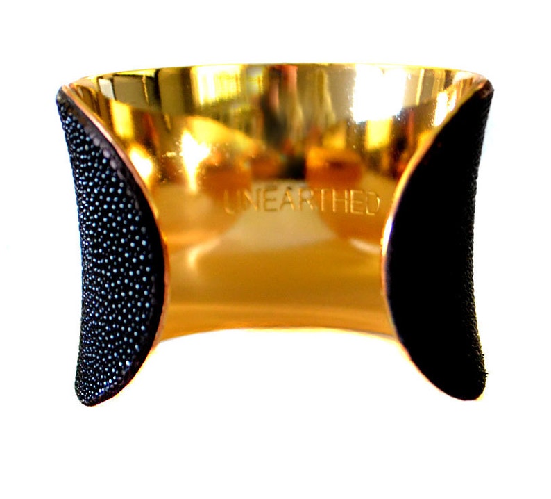 Black Stingray Gold Lined Cuff Bracelet by UNEARTHED image 3