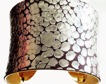 Metallic Silver Dragon Scale Print Leather Gold Lined Cuff - by UNEARTHED