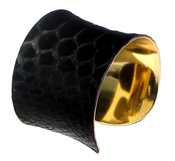SnakeSkin Cuff Bracelet in Natural and Black by UNEARTHED