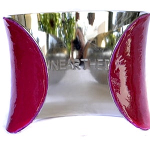 Magenta Patent Lambskin Leather Cuff Bracelet by UNEARTHED image 2