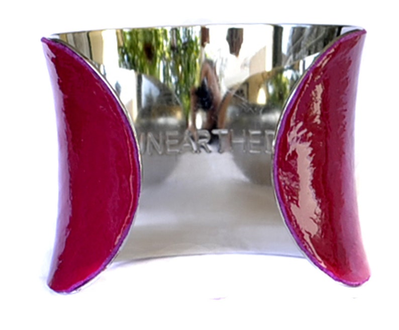 Magenta Patent Lambskin Leather Cuff Bracelet by UNEARTHED image 2