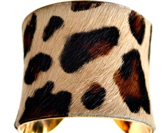 Leopard Print Calf Hair Cuff Bracelet - by UNEARTHED