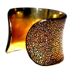 Metallic Gold Stingray Leather Cuff Bracelet Gold Lined by UNEARTHED image 3