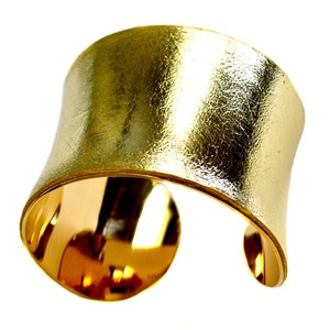 Antique Gold Metallic Leather Gold Lined Cuff Bracelet by UNEARTHED image 1